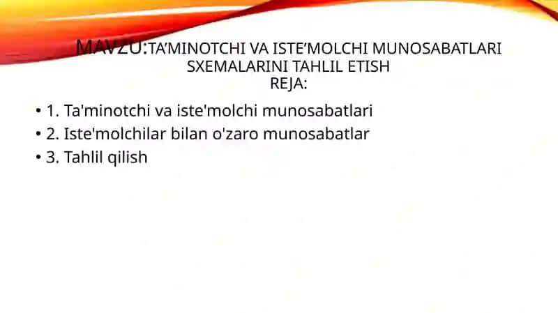 Ta’minotchi va iste’molchi munosabatlari sxemalari 2