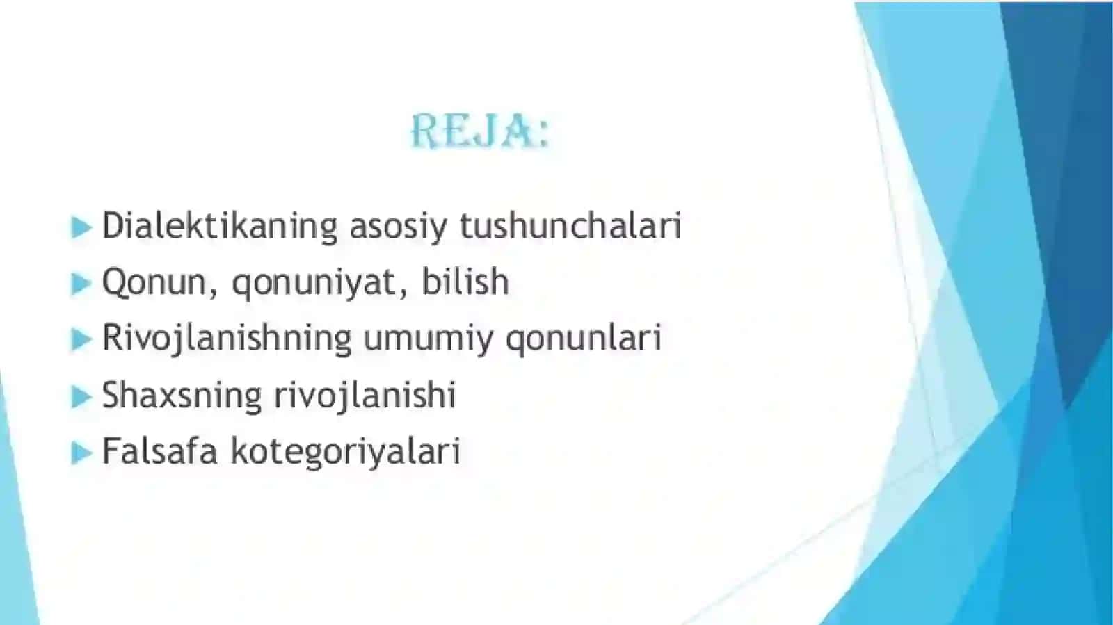 RIVOJLANISHNING UMUMIY QONUNLARI VA KOTEGORIYALARI 2