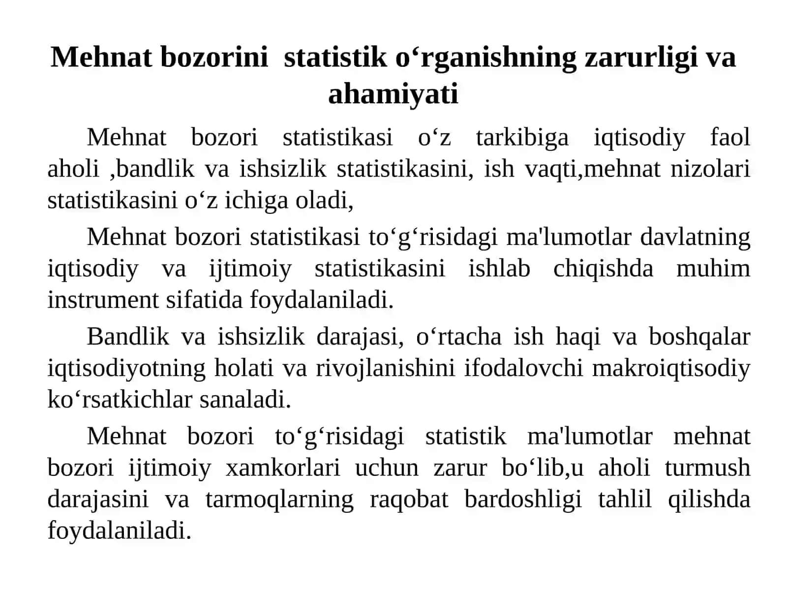 Mehnat bozori statistikasi 2