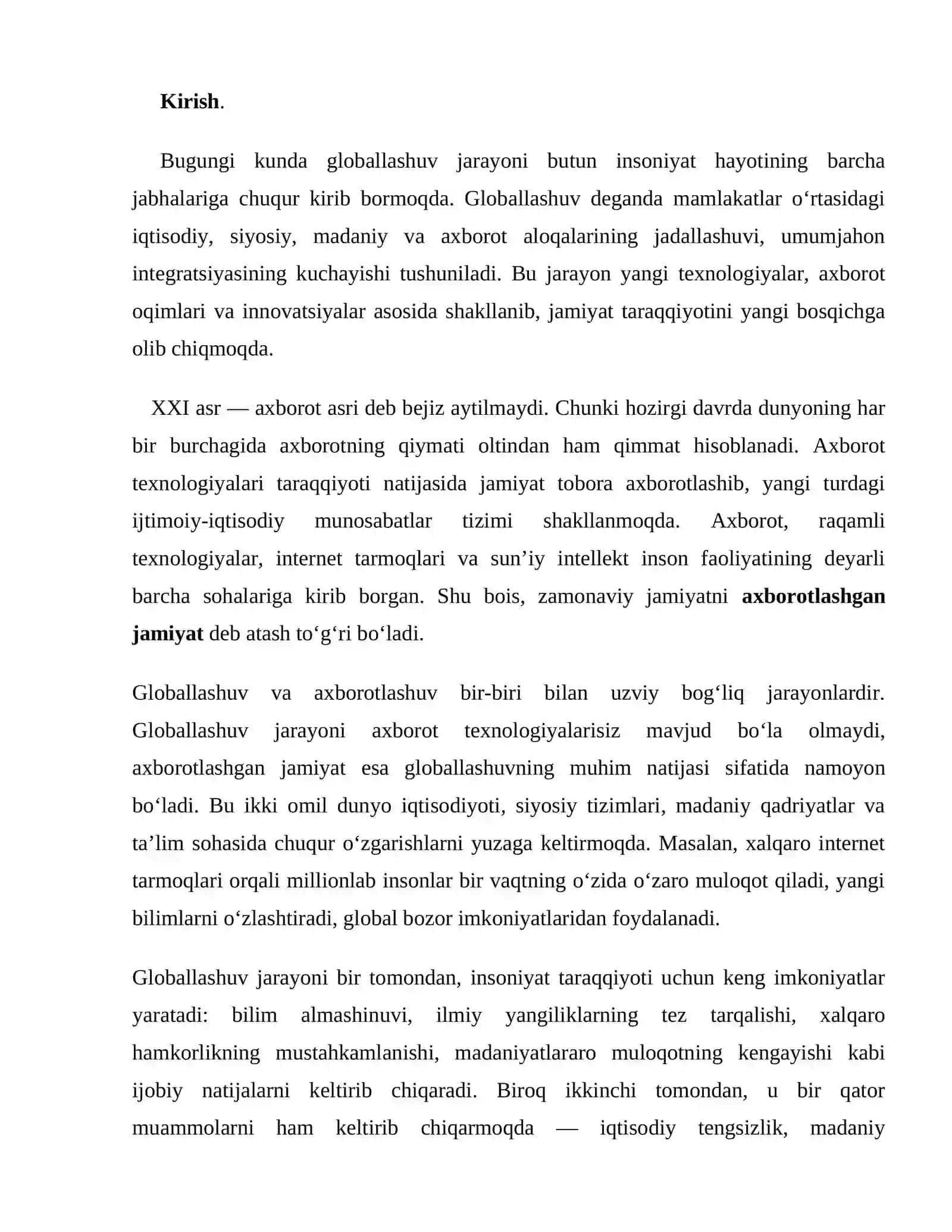 Globallashuv va axborotlashgan jamiyat 2