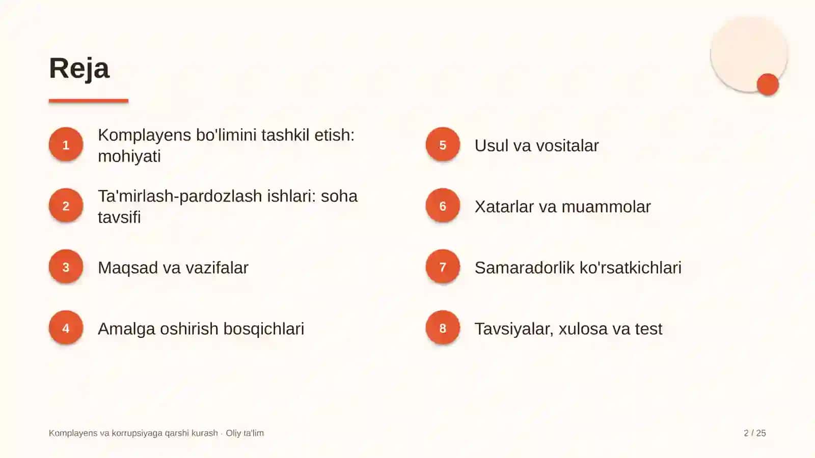 ta'mirlash pardozlash ishlarida komplayens bo'limini tashkil etish 8121 2