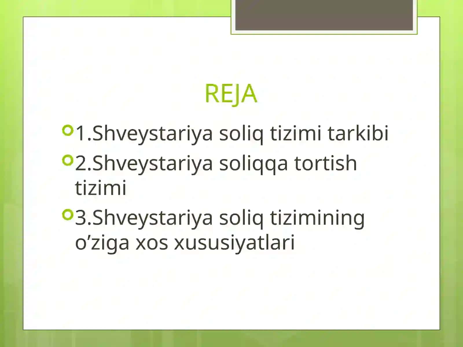 Shveystariya soliq tizimi 2