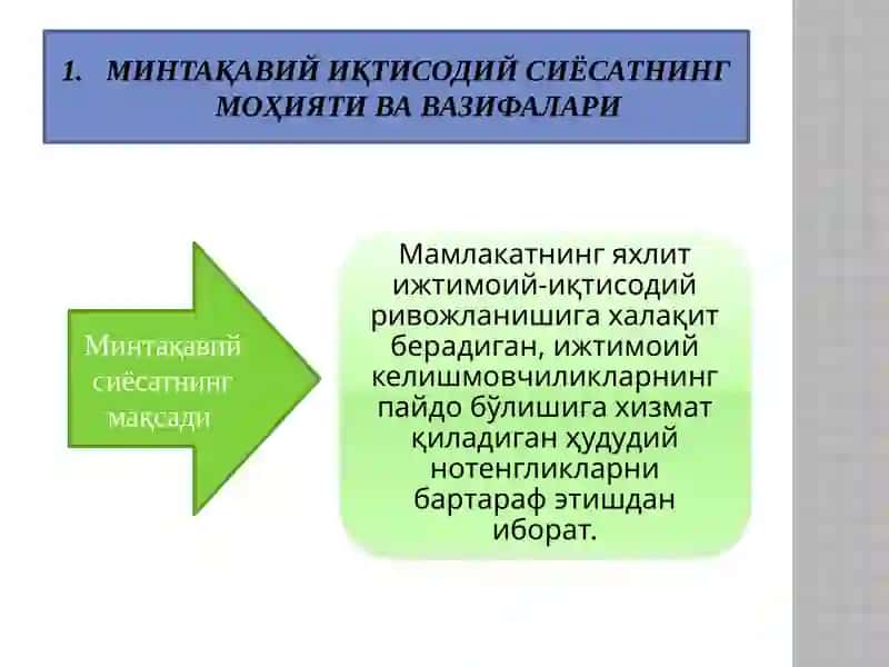 МИНТАҚАВИЙ ИҚТИСОДИЙ СИЁСАТ 2