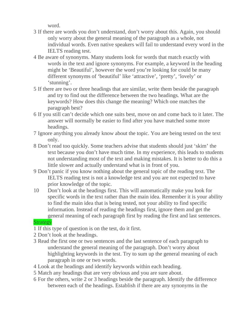 IELTS READING MATCHING HEADINGS TIPS AND STRATEGY 2