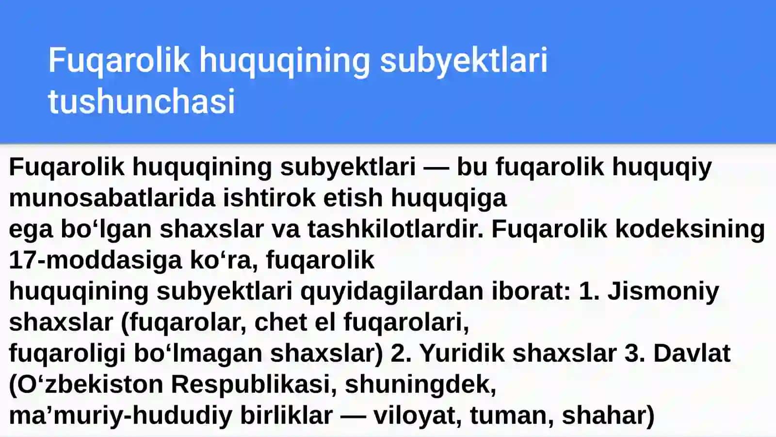 Fuqarolik Huquqining Subyekti Sifatida 2