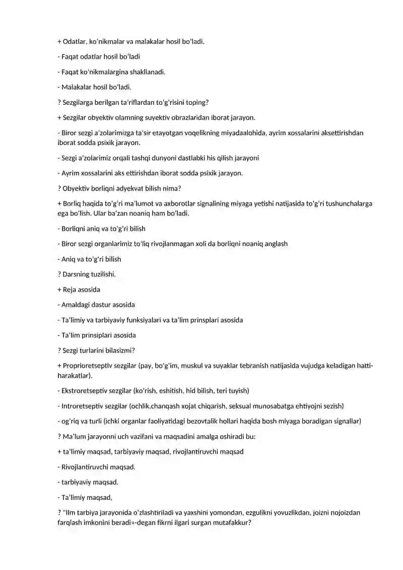 Ta’lim metodlari Pedagokika psixologiya test 2