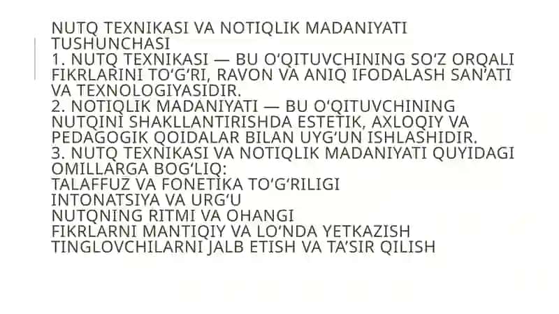 Nutq texnikasi va notiqlik madaniyati 2