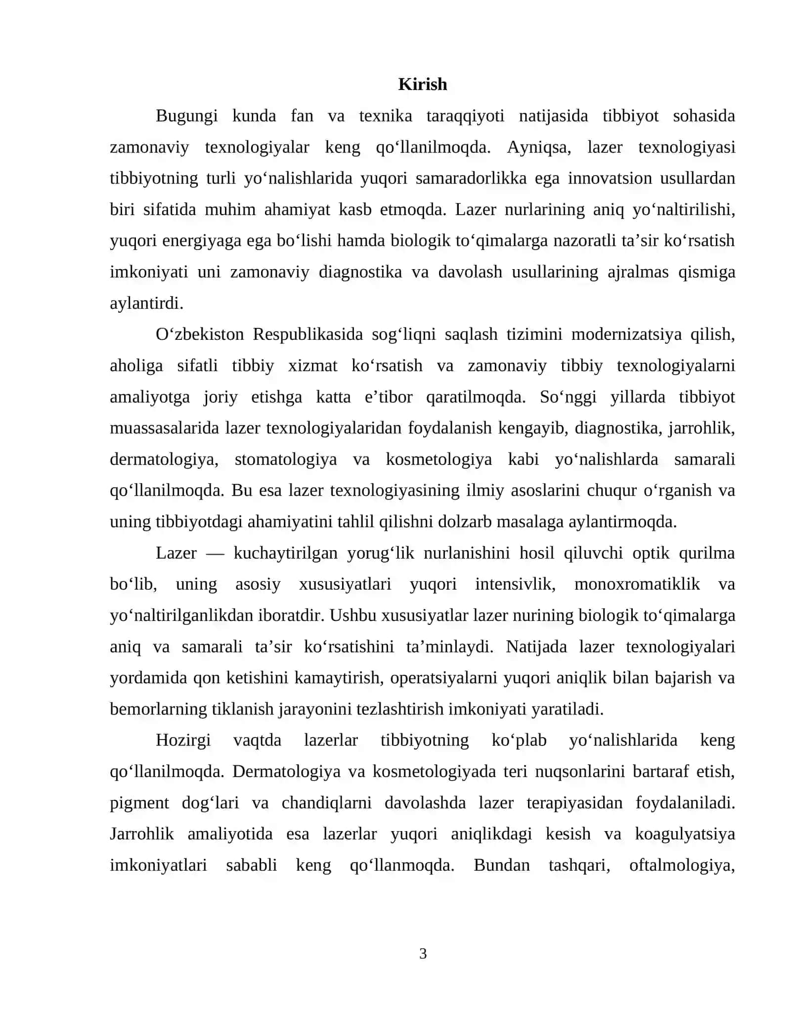 LAZERLARNING TIBBIYOTDAGI QOʻLLANILISHI 2
