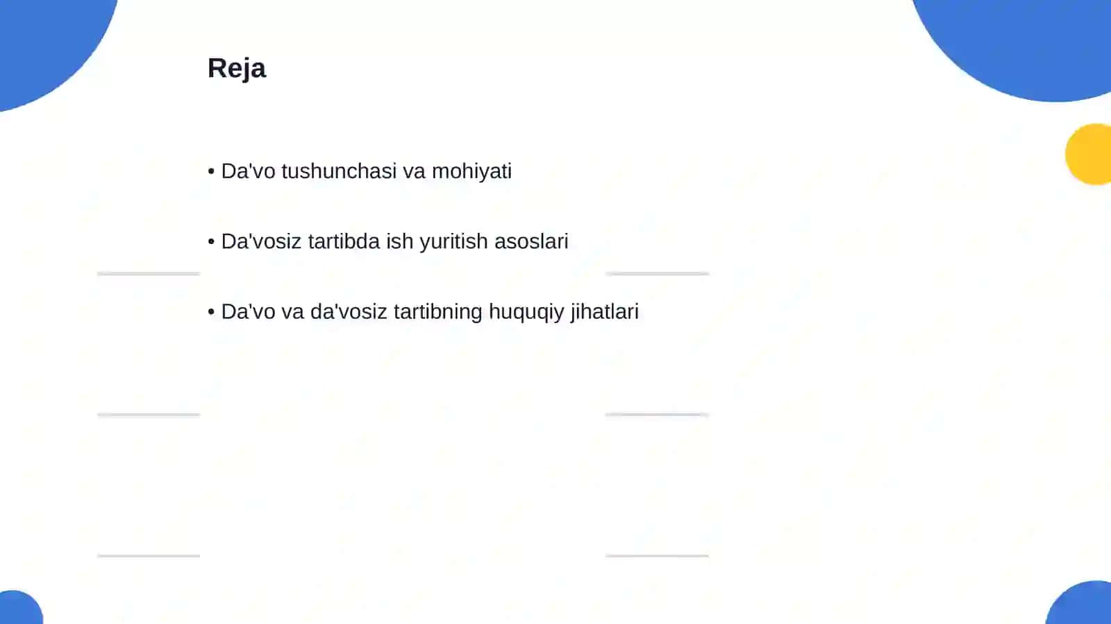 Da'vo va Da'vosiz Tartibda Ish Yuritish Farqlari 2