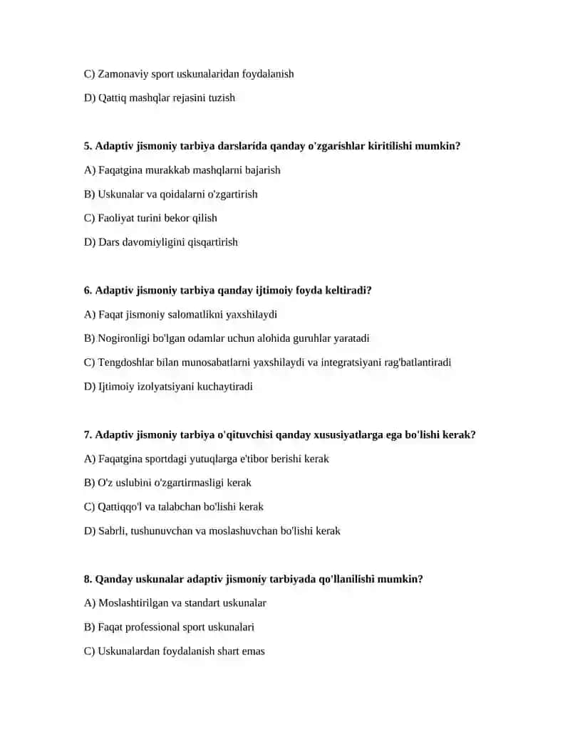 Adaptiv jismoniy tarbiyaning umumiy xususiyatlari 2