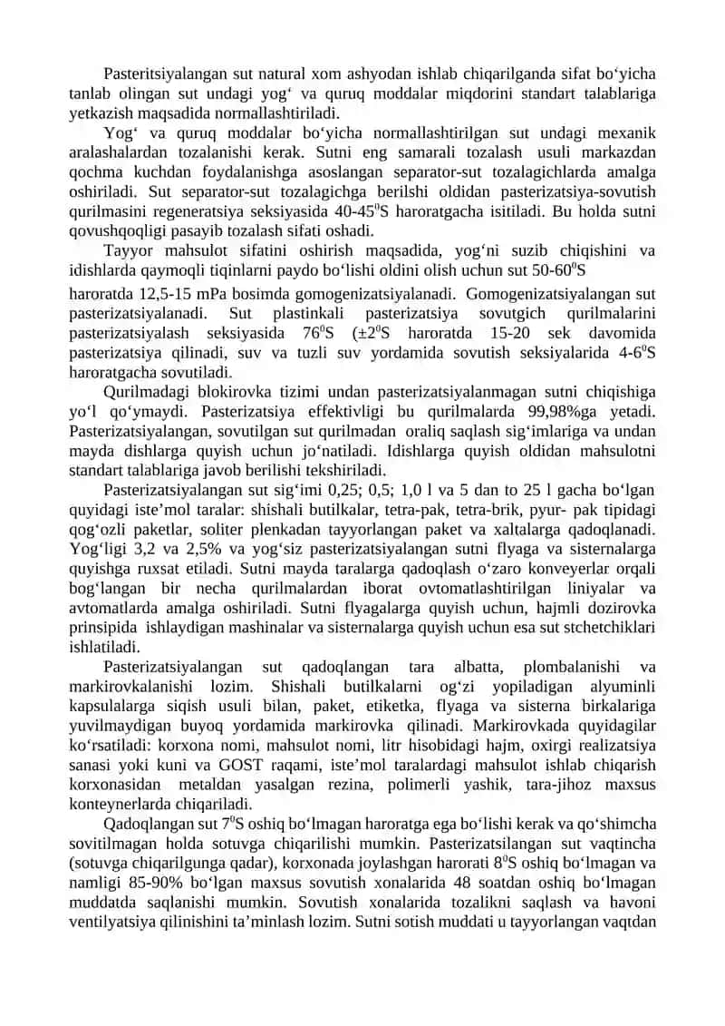 Pasterizatsiyalangan sut turlari 2