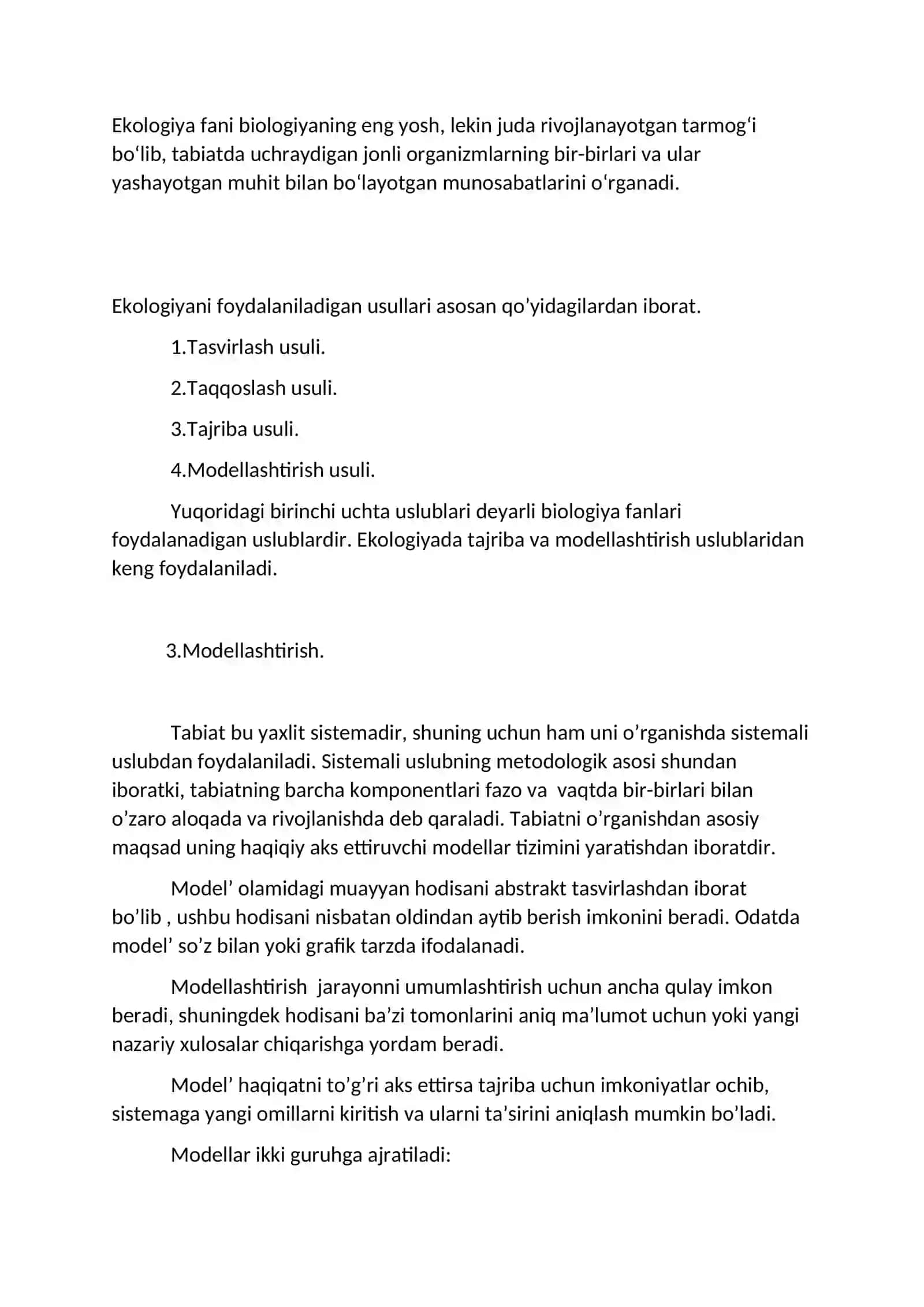 Ekologiya va atrof muhitni muhofaza qilih fanining rivojlanishi va asoslari 2