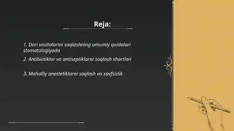 Dori vositalarini saqlashning umumiy qoidalari stomatologiyada 2