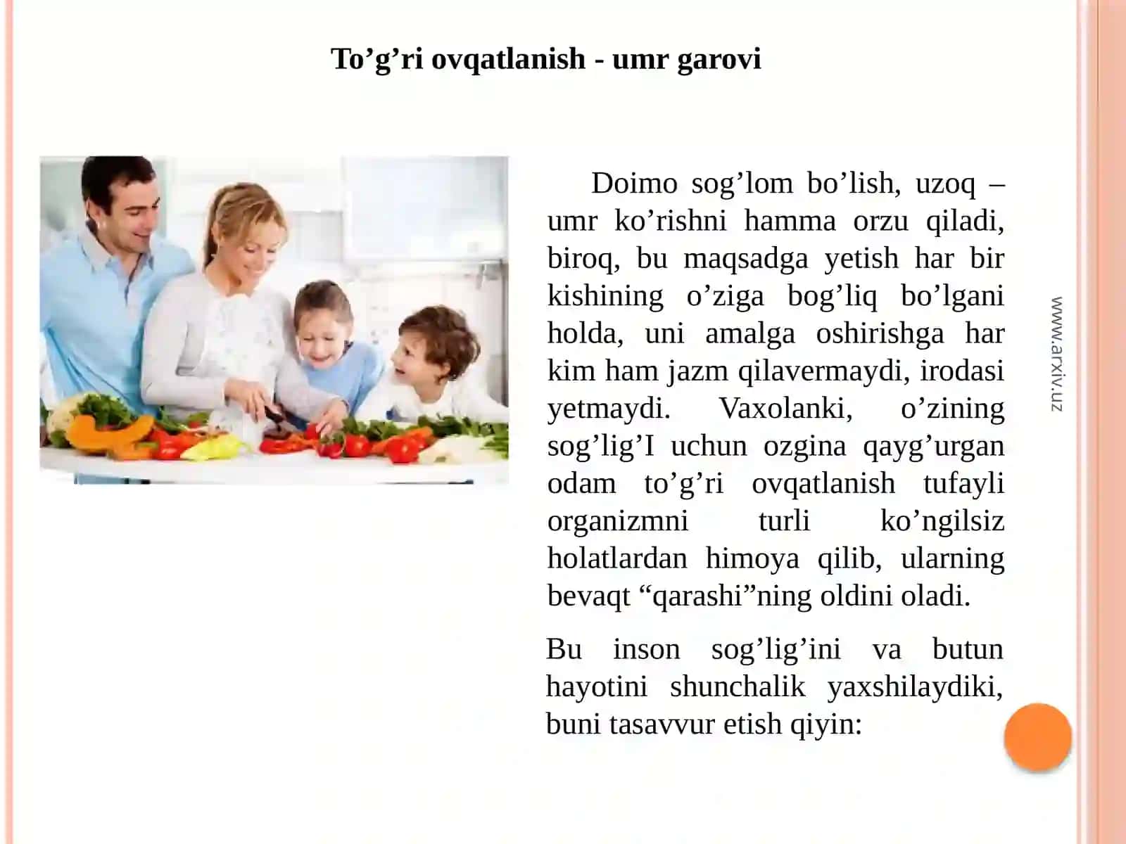 TO’G’RI  OVQATLANISH 2
