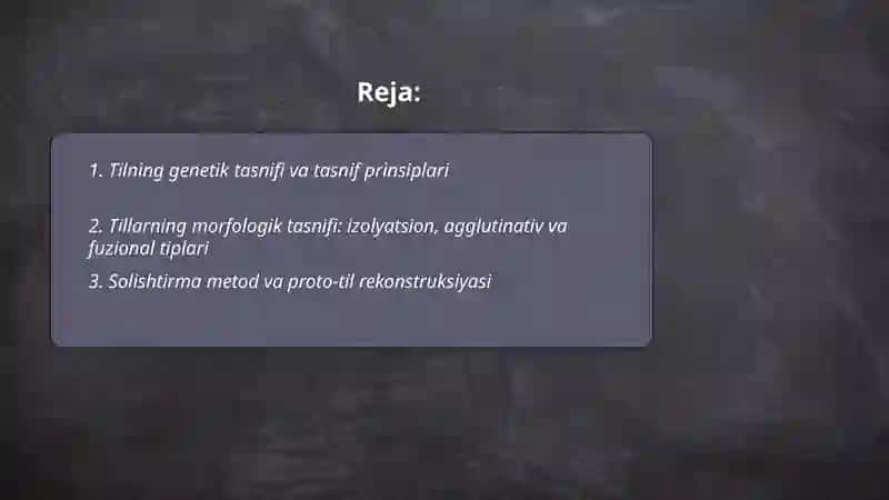 Tilning genetik va morfologik tasnifi 2