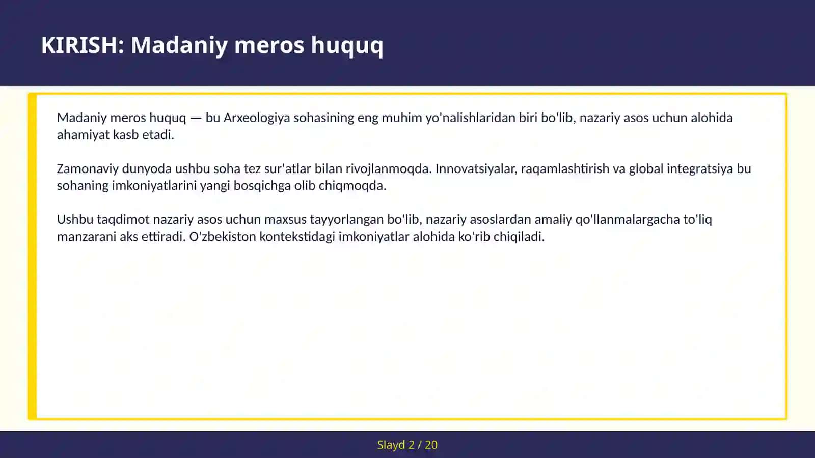 Madaniy meros huquq 2