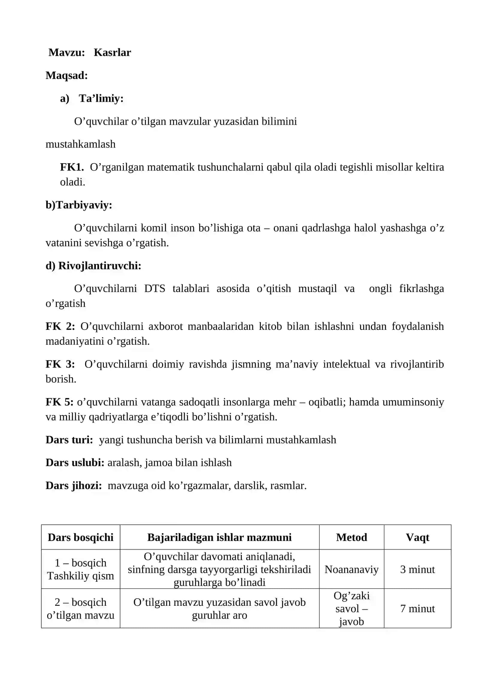 Matematika Dars Ishlanmasi 2