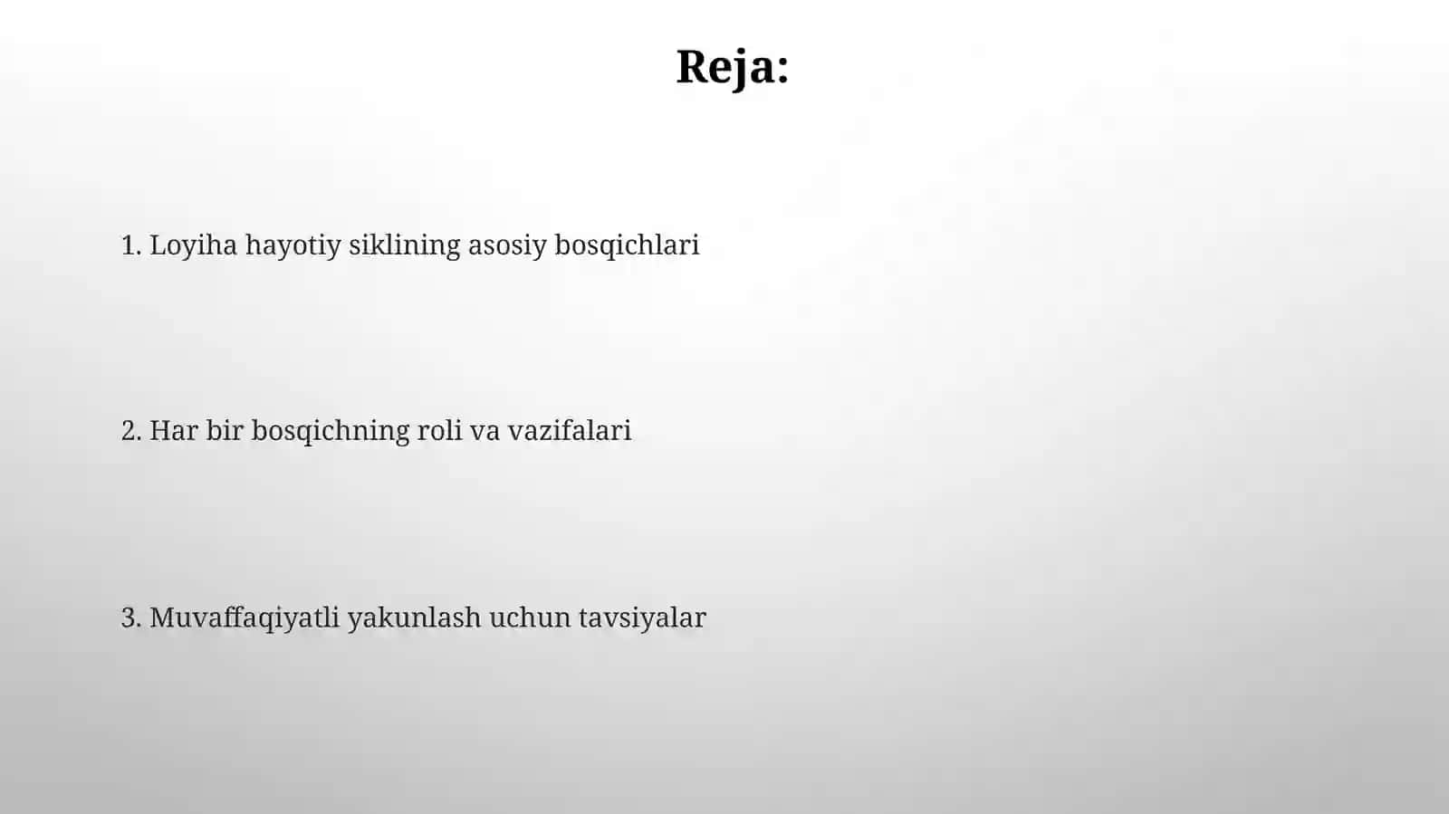 Loyihaning hayotiy sikli asosiy bosqichlari 2
