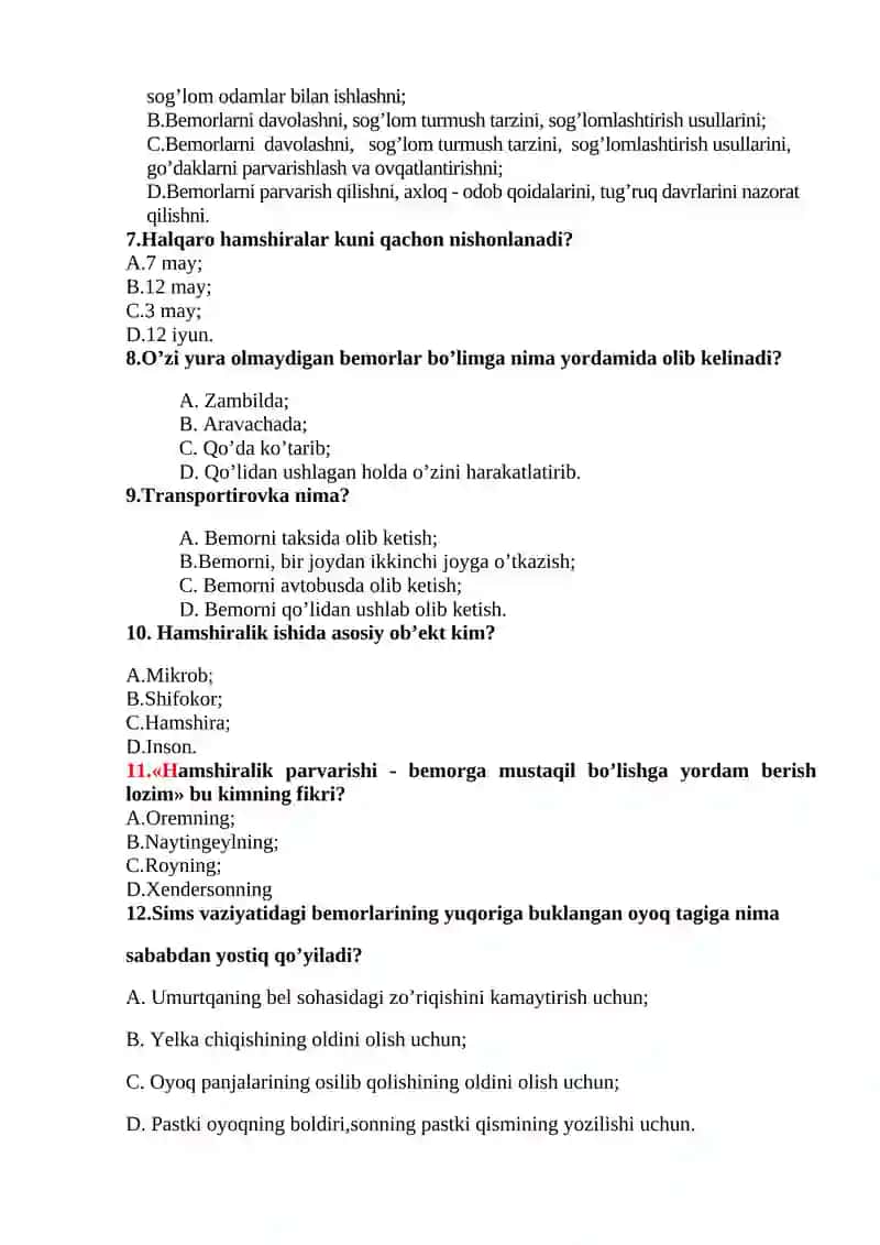 Hamshiralik ishi fani 2
