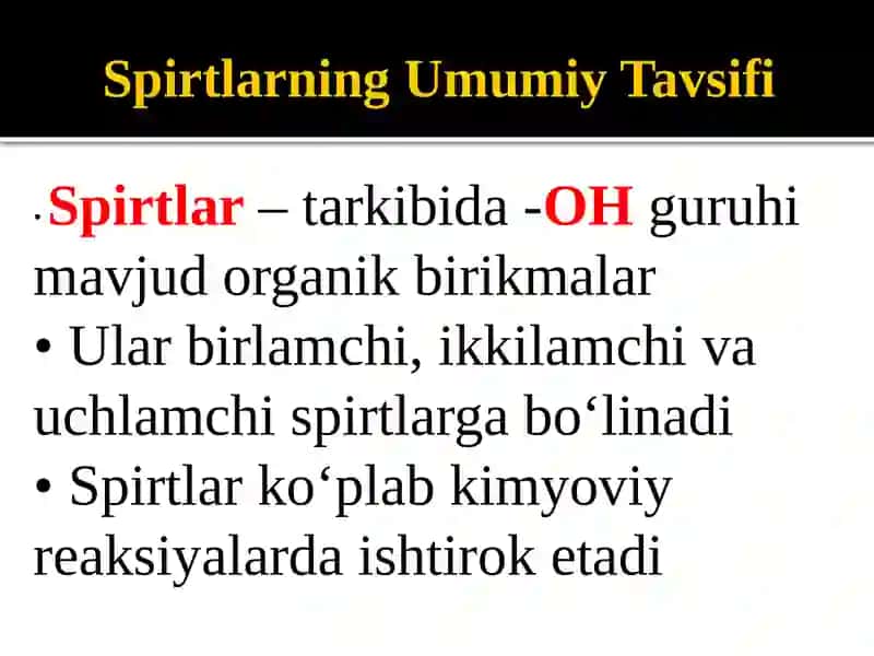 Spirtlar va aldegidlar gaxos reaksiyalar 2