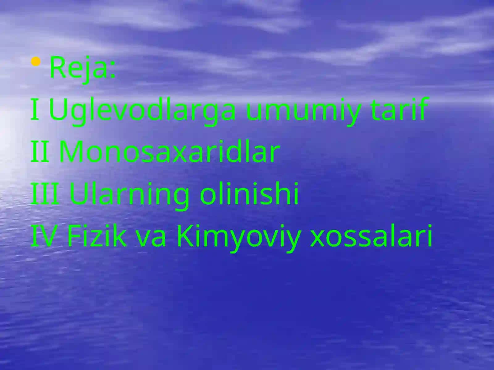 "Uglevodlar" mavzusida 9-sinf biologiya fanidan dars ishlanma. 2