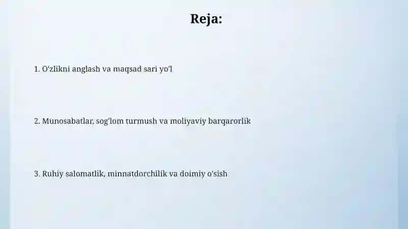 O'z-o'zini anglash va maqsad sari 2