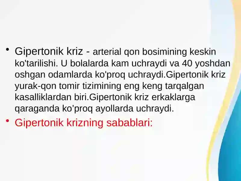 Gipertonik krizda ishlatiladigan dori vositalari 2