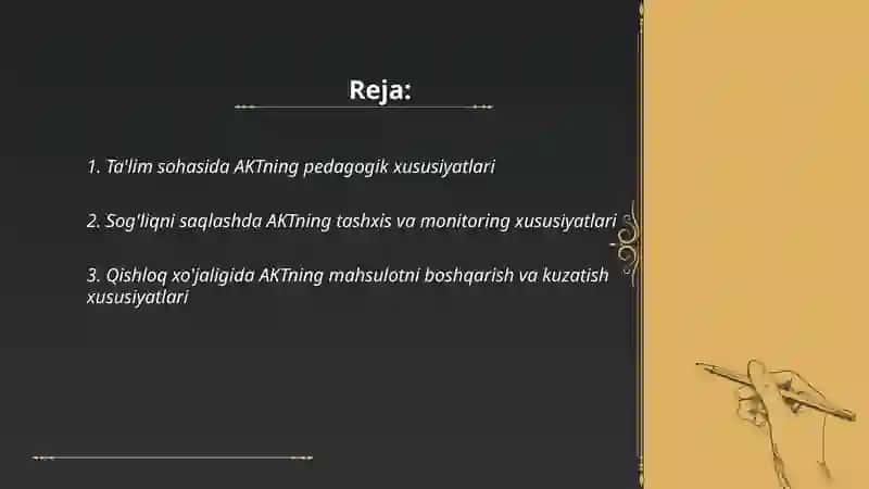 Turli sohalardagi AKTning xususiyatlari 2