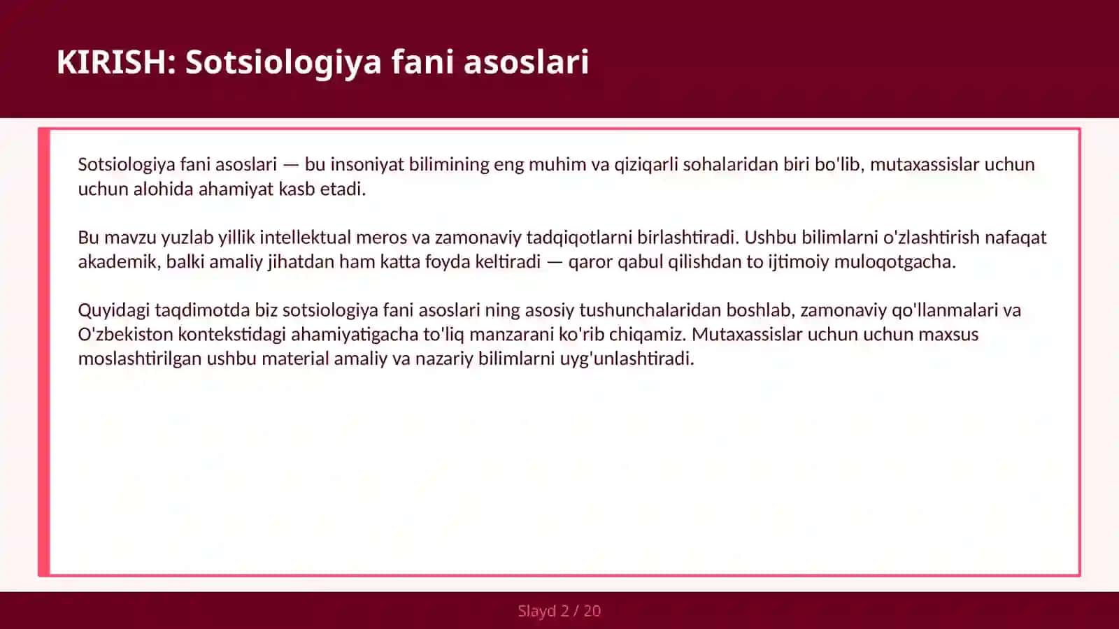 Sotsiologiya fani asoslari 2