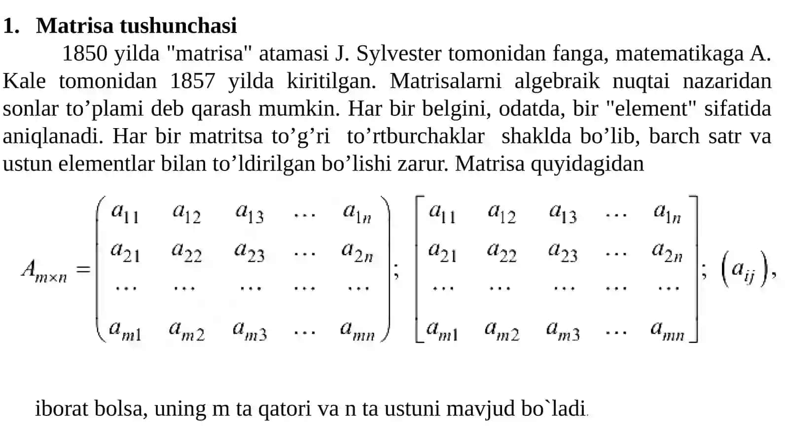 1-ma`ruza. Matrisa va uning ustida amallar 2