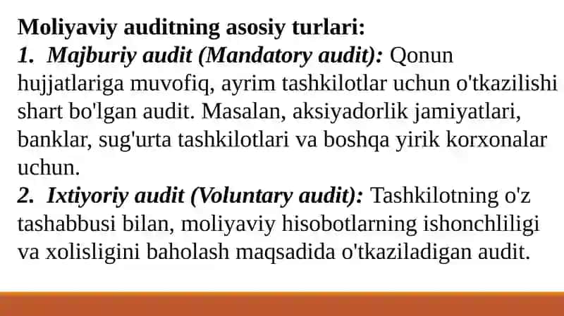 Auditdavakolat,nazoratvaxavfnibaholash. Auditsifatinita’minlash. 2