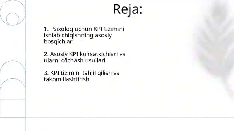 Psixologning KPI tizimini ishlab chiqish 2