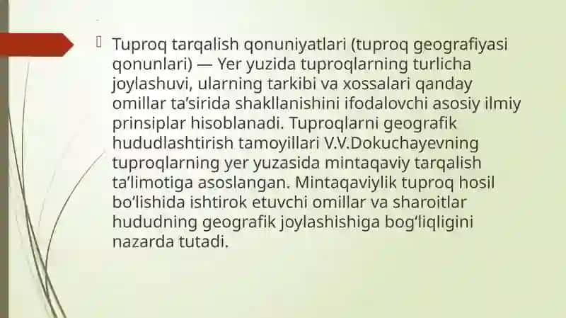 tuproqning tarqalish  qonuniyatlar 2