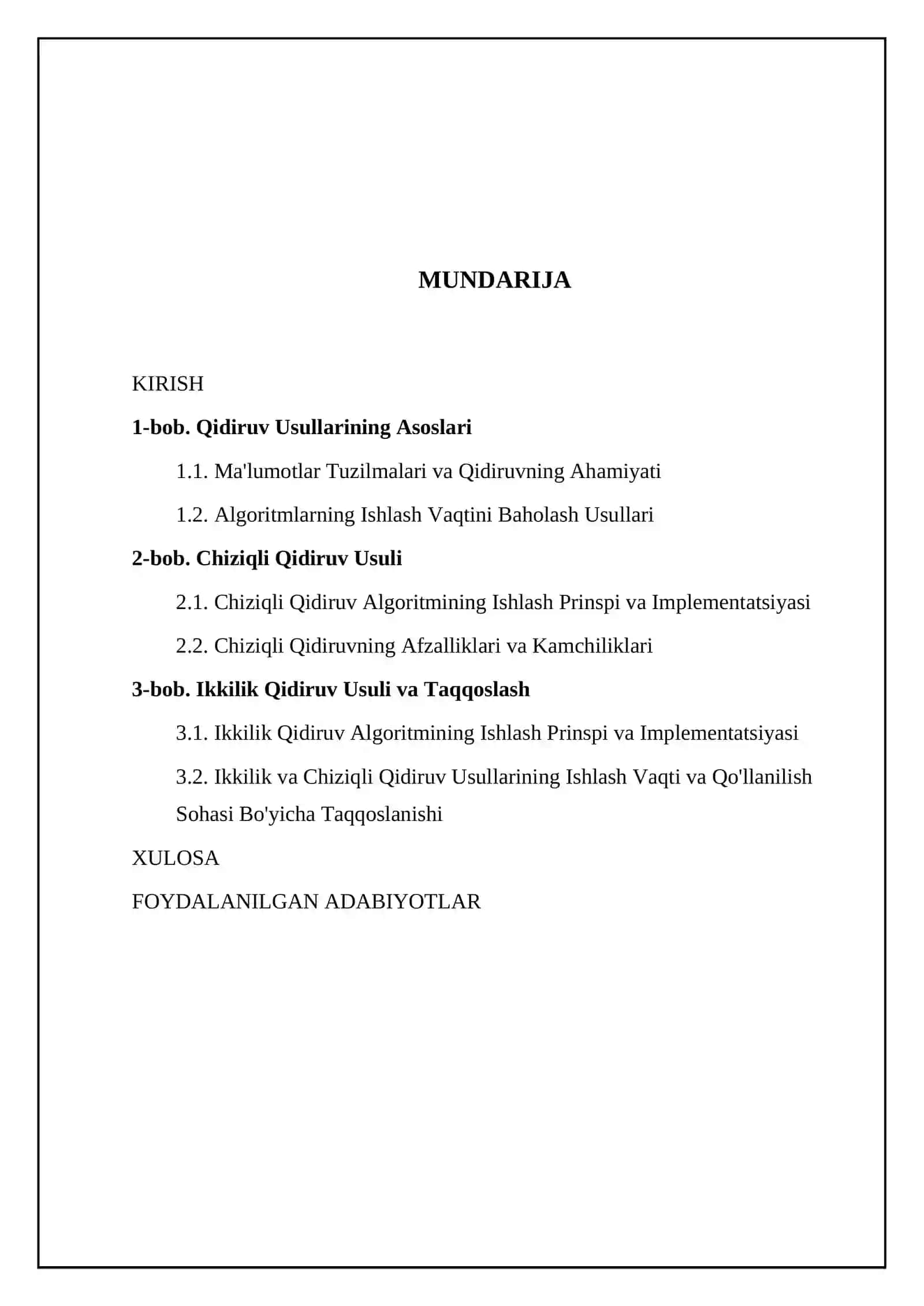 Ikkilik qidiruv va chiziqli qidiruv usullarini taqqoslash 2