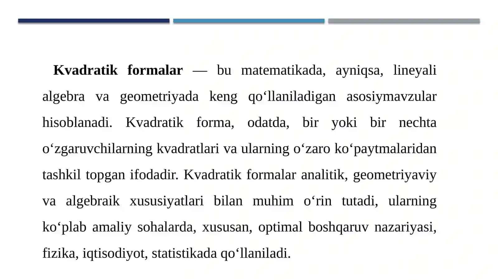 Kvadratik Formalar Haqida Ma'lumot 2