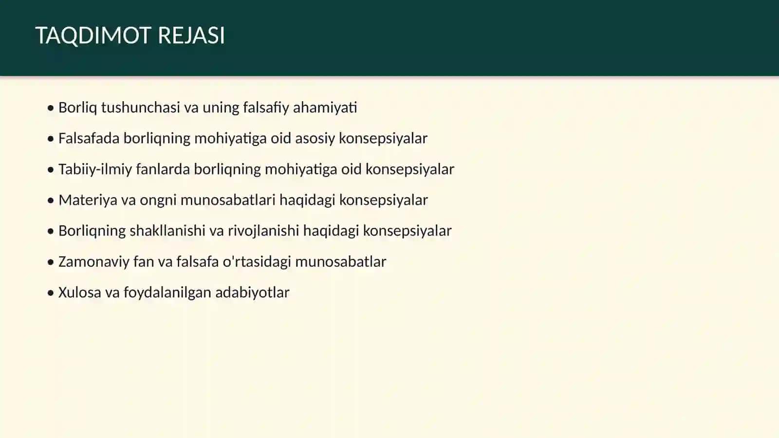 Falsafa va tabiiy-ilmiy fanlarda borliqning mohiyatiga oid konsepsiyalar 2
