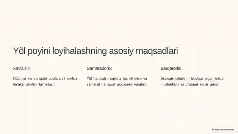 Yõl poyini loyihalash 2