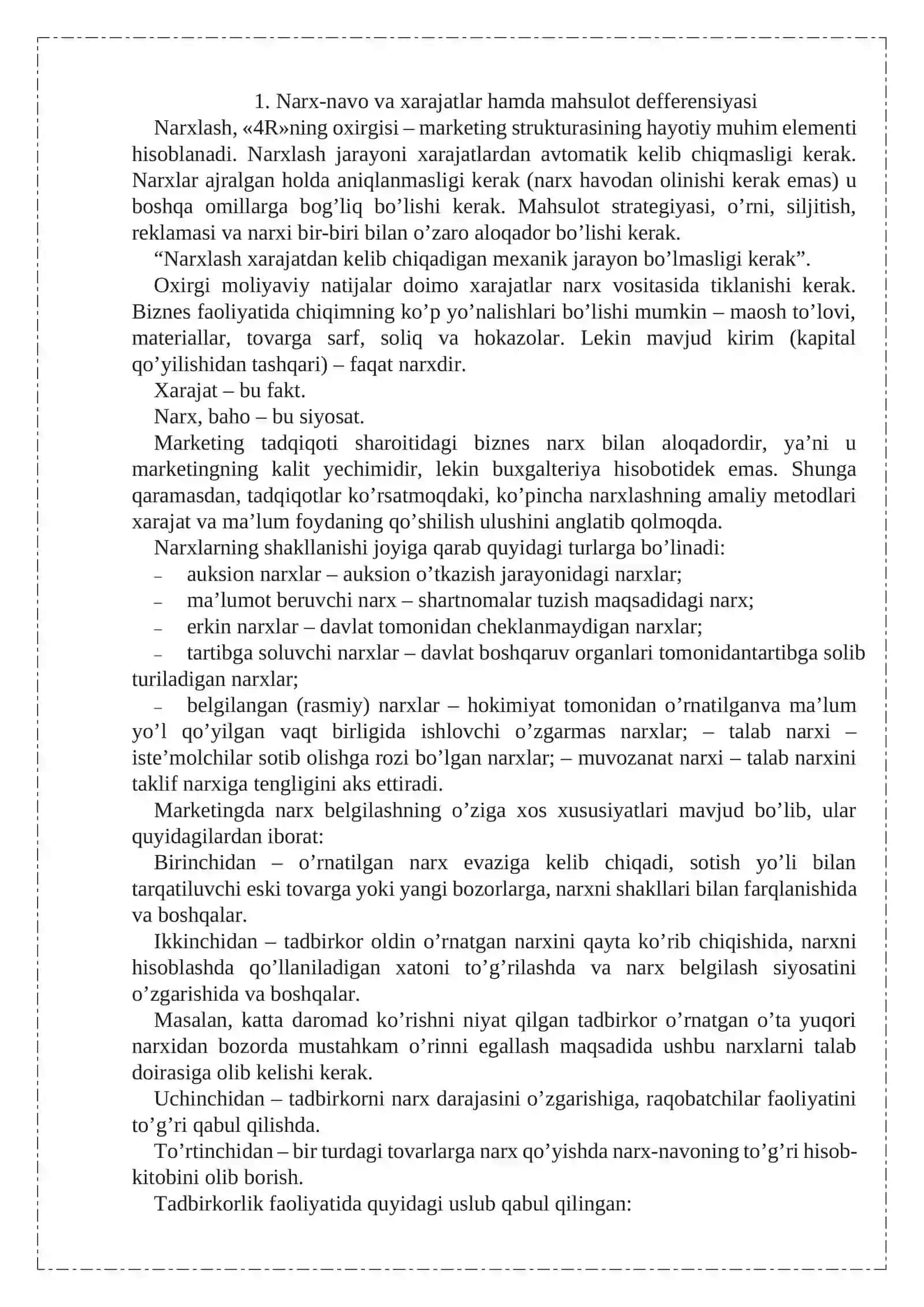 Marketingda narxlar va narxnavo tizimi 2