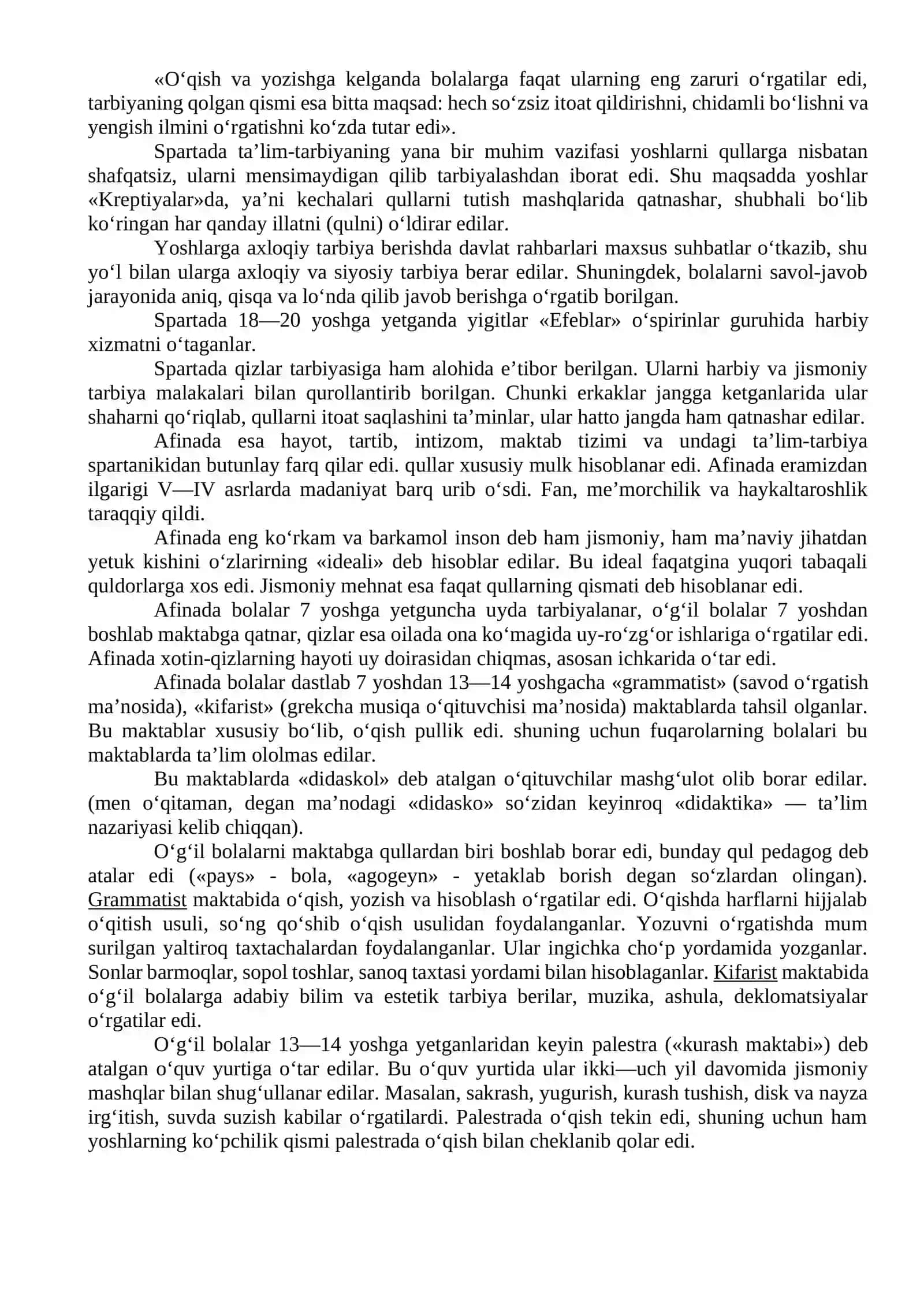 Jahon pedagogika fani rivojlanishi tarixining bayoni 2