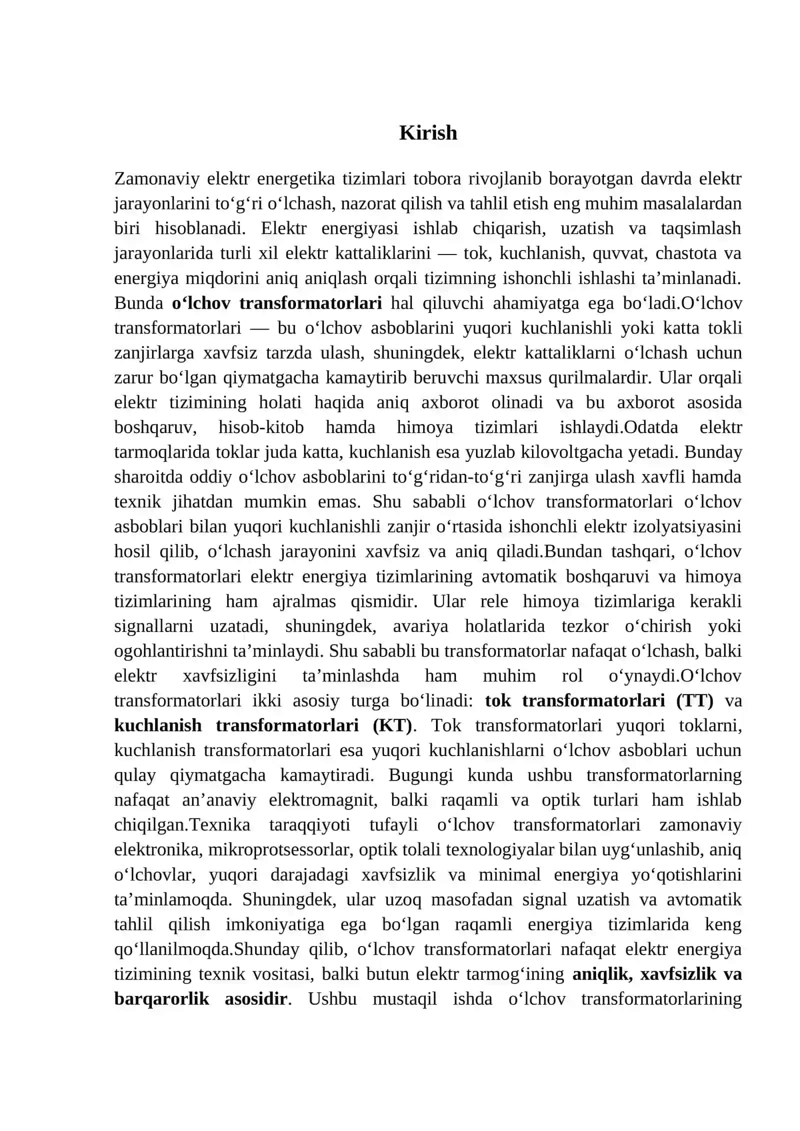 O‘lchov transformatorlari 2