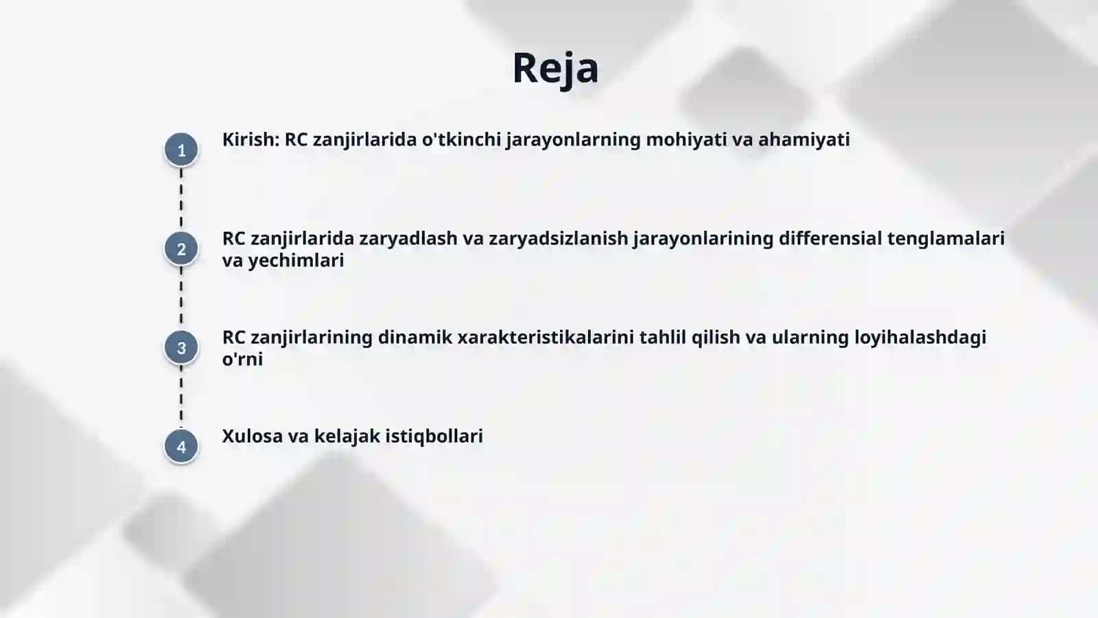RC zanjirdagi o'tkinchi jarayonlar 2