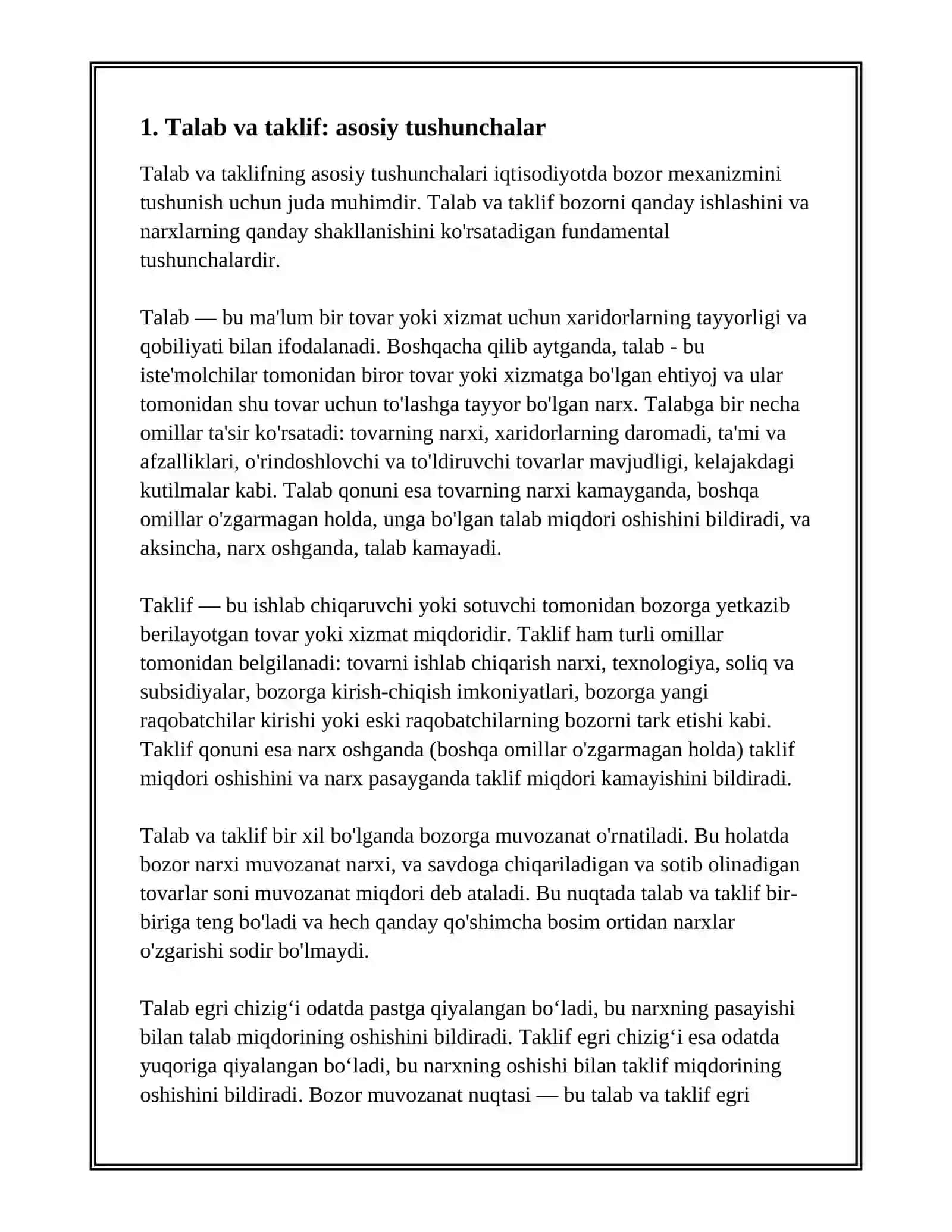 Talab va Taklif Muvozanati 2