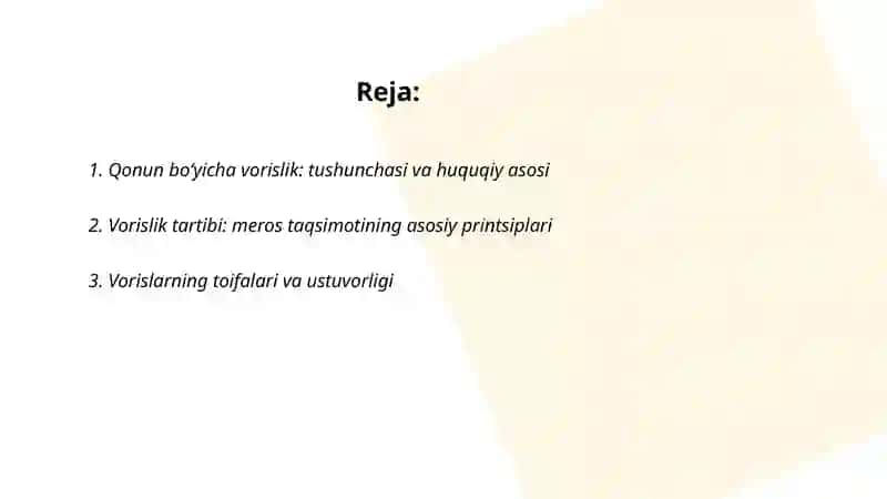 Qonun boʻyicha vorislik 2