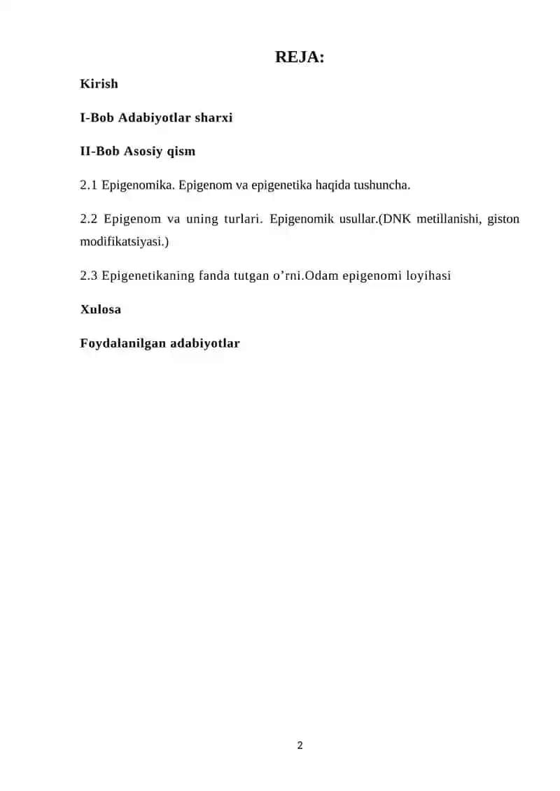Epigenomika. Epigenom va epigenetika haqida tushuncha 2