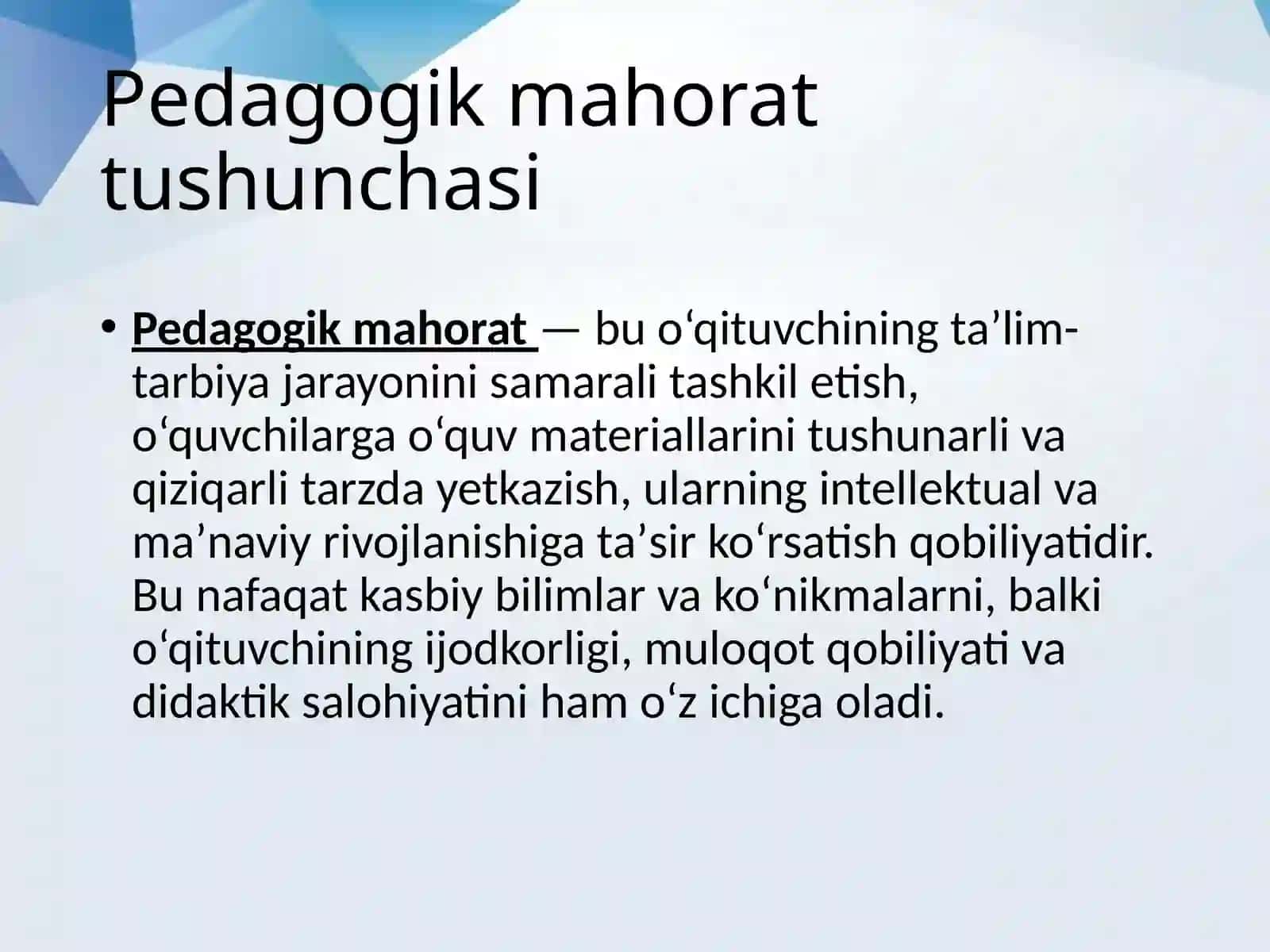 Pedagogik mahorat tushunchasi 2