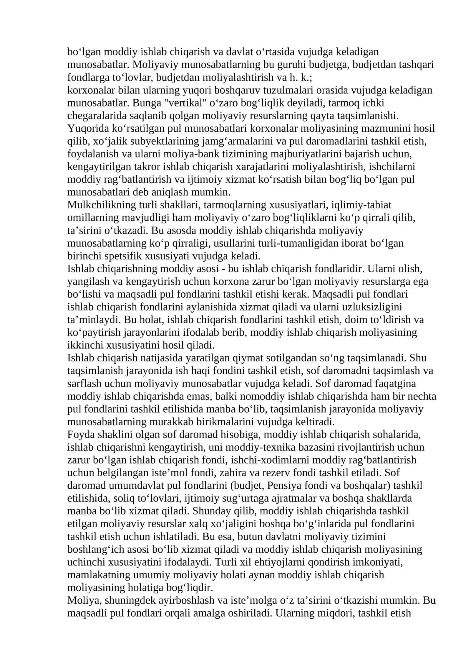 Turli faoliyat sohalari moliyasining xususiyatlari 2