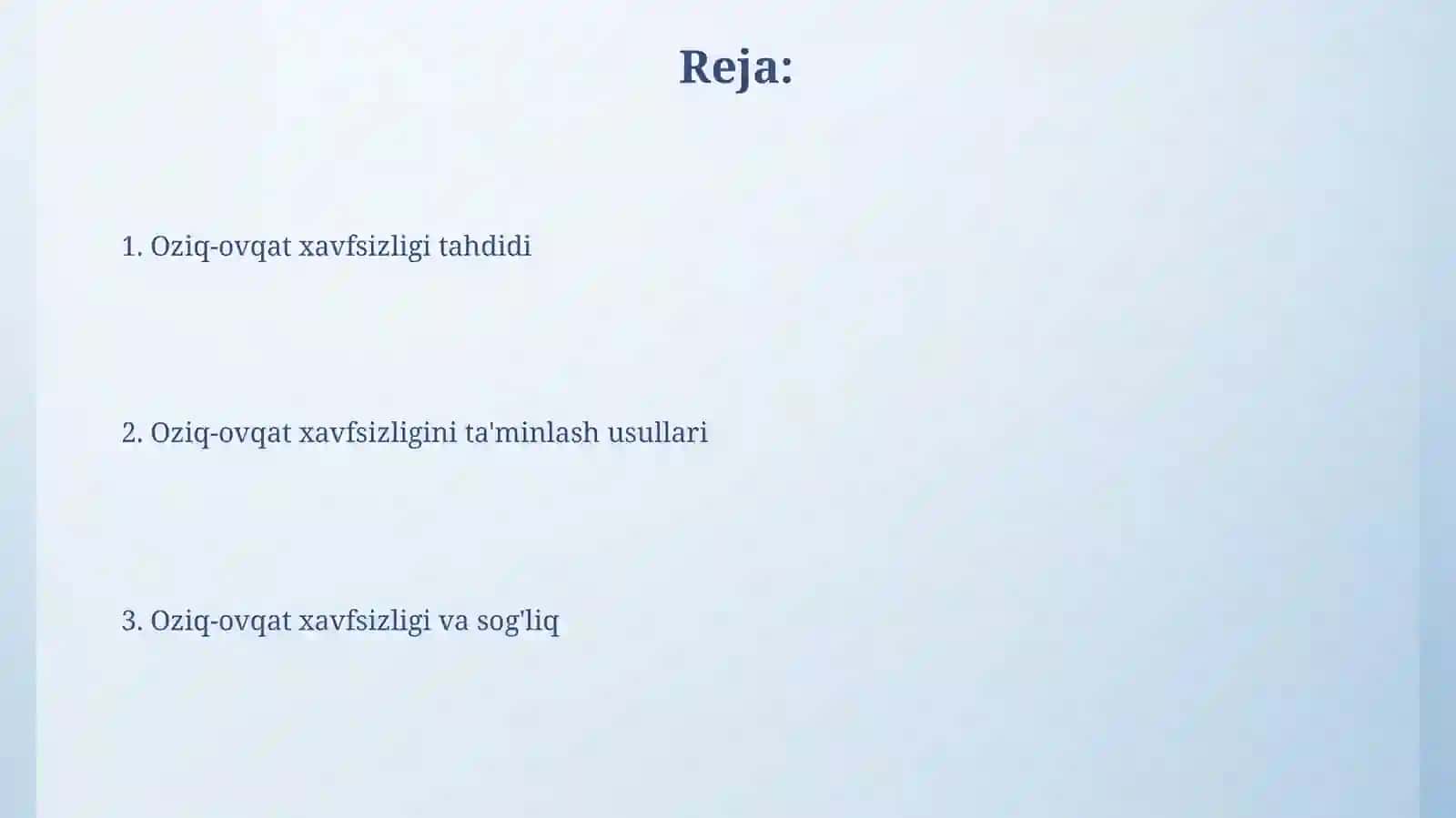 Oziq-ovqat mahsotlari havfsizligi haqida 2