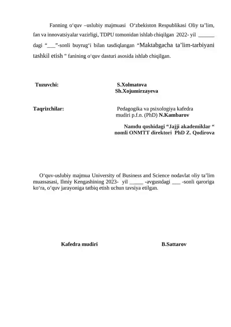 Maktabgacha ta'lim-tarbiyani tashkil etish 2