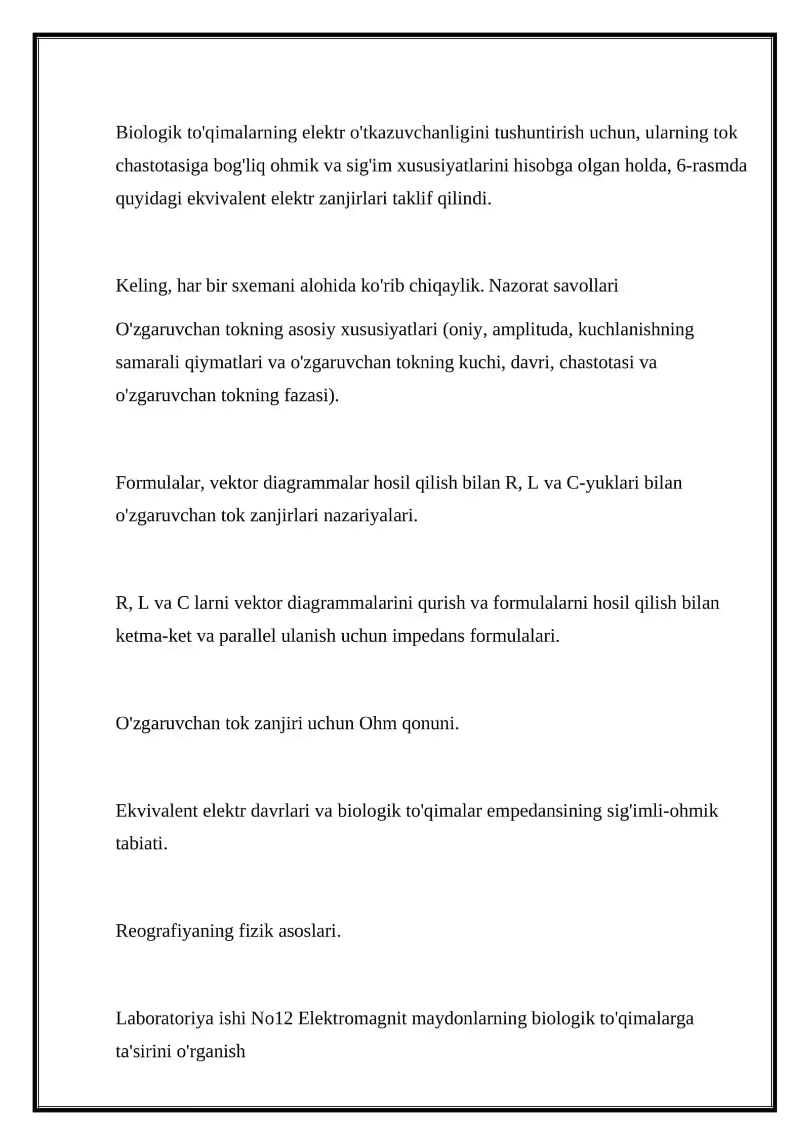 BIOFIZIKA FANIDAN TAYYORLAGAN MUSTAQIL ISHI 2