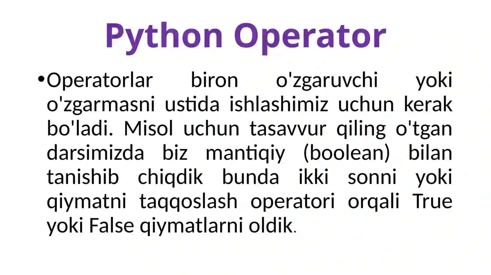 Operatorlar va ifodalar. 2